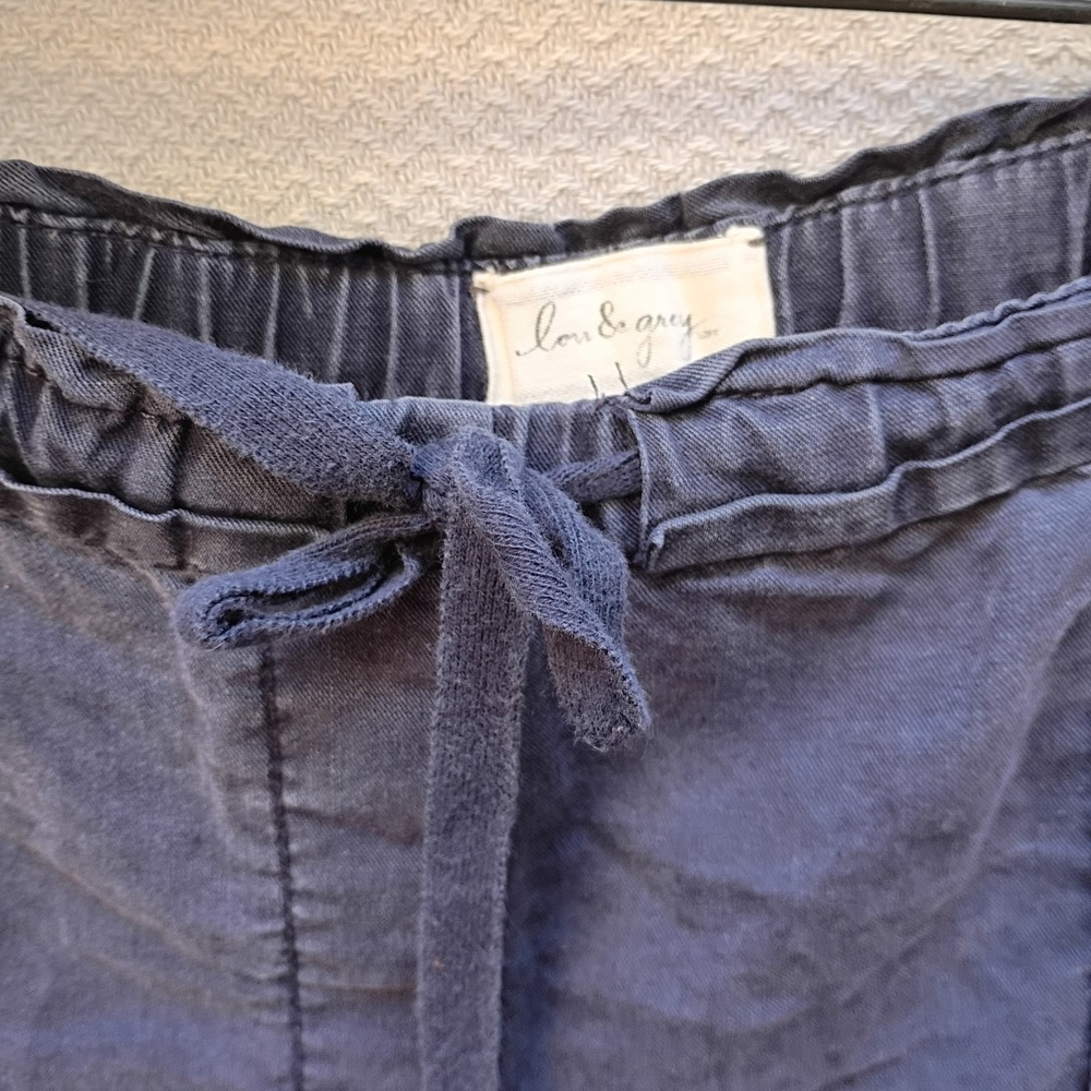 Lou & Grey Linen Blend Jogger Pants Tapered Leg Women's Size 10 Blue Summer